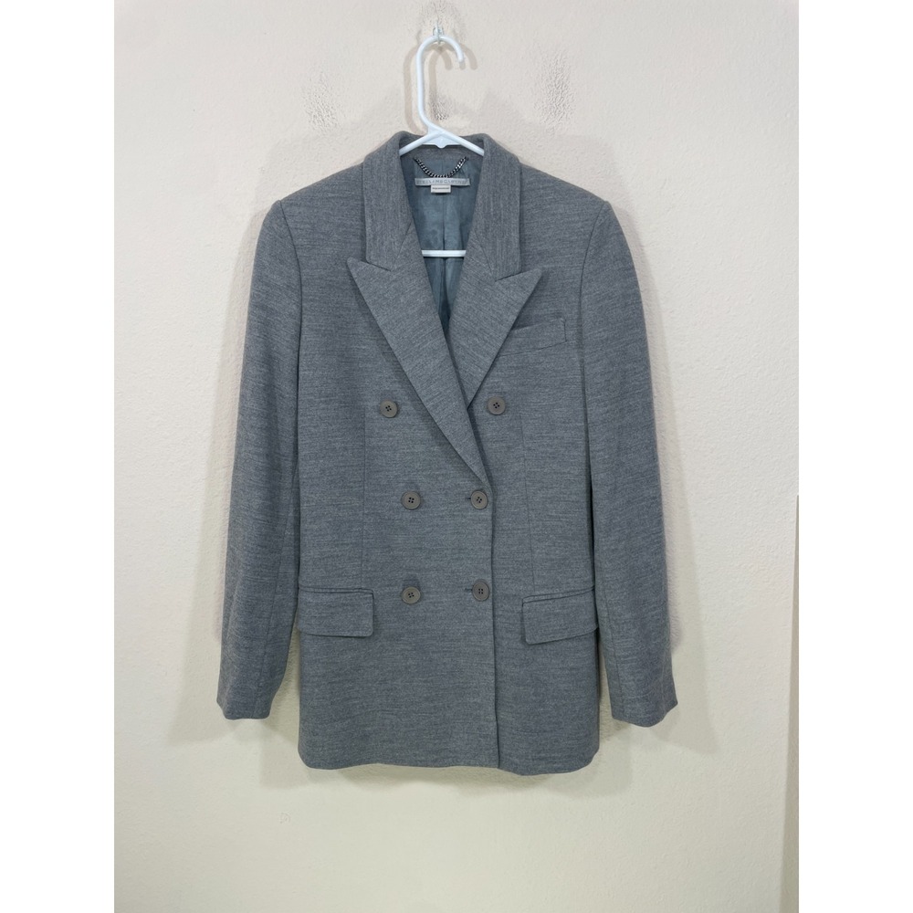 Stella McCartney‎ 100% Wool Blazer Women's Size 36 ( S) Gray Double-Breasted
